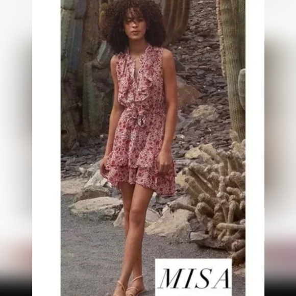 Misa Los Angeles Marnie Red & White Ruffled Sundress- Great For 4th Of July! - Picture 3 of 5